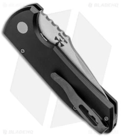 Pro-Tech Les George SBR Automatic Knife Black Knurled Aluminum (2.6" Stonewash) -Knives Store Protech Les George SBR Auto Knurled Alum SW LG405 BHQ 99334 jr side large