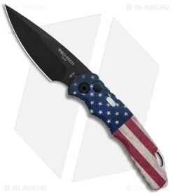 Pro-Tech TR-5 Automatic Knife Custom PK Vintage USA Flag (3.25" Black)