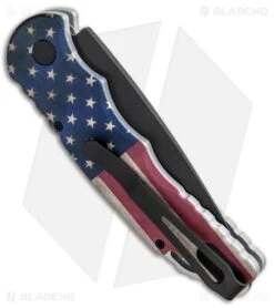 Pro-Tech TR-5 Automatic Knife Custom PK Vintage USA Flag (3.25" Black) -Knives Store Protech TR 5 Auto Black Custom PK Vintage USA Flag Black T541 BHQ 86321 jr side large