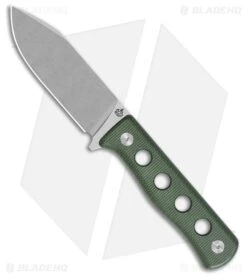 QSP Canary Fixed Blade Knife Green Micarta (4.25" Stonewash)