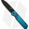 QSP Parrot V2 Liner Lock Knife Blue Aluminum (3.25" Black)