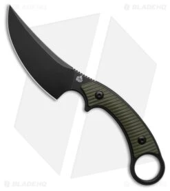 QSP Viper Fixed Blade Knife OD Green G-10 (4" Black Stonewash)