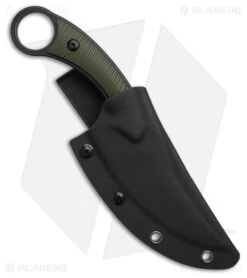 QSP Viper Fixed Blade Knife OD Green G-10 (4" Black Stonewash) -Knives Store QSP Viper Fixed Blade Knife OD Green G 10 4in Black SW BHQ 218049 td side large