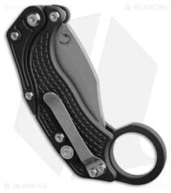 Reate Knives Reate EXO-K Gravity Karambit Button Lock Knife Black Aluminum (3.1" Stonewash) -Knives Store Reate EXO K Gravity Karambit Button Lock Knife Black Aluminum 3in SW BHQ 183933 td side large