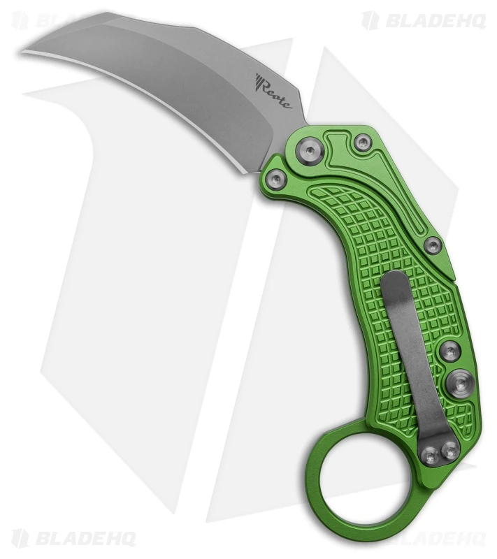 Reate Knives Reate EXO-K Gravity Karambit Button Lock Knife Oxidized Green Aluminum (3.1" SW) 1 Reate Knives Reate EXO-K Gravity Karambit Button Lock Knife Oxidized Green Aluminum (3.1" SW)