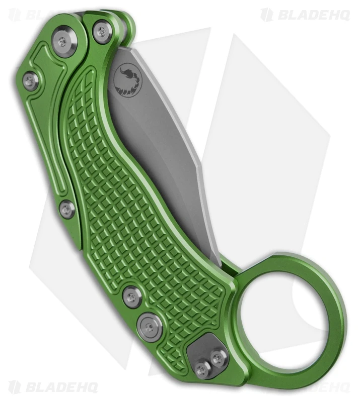 Reate Knives Reate EXO-K Gravity Karambit Button Lock Knife Oxidized Green Aluminum (3.1" SW) 4 Reate Knives Reate EXO-K Gravity Karambit Button Lock Knife Oxidized Green Aluminum (3.1" SW) - Image 4