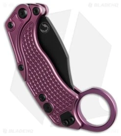 Reate Knives Reate EXO-K Gravity Karambit Button Lock Knife Purple Aluminum (3.1" Black) -Knives Store Reate EXO K Gravity Karambit Button Lock Knife Purple Aluminum 3in Black BHQ 192736 td side large