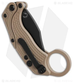 Reate Knives Reate EXO-K Gravity Karambit Button Lock Knife Tan Aluminum (3.1" Black PVD) -Knives Store Reate EXO K Gravity Karambit Button Lock Knife Tan Aluminum 3in Black PVD BHQ 183935 td side large