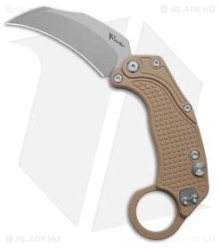 Reate Knives Reate EXO-K Gravity Karambit Button Lock Knife Tan Aluminum (3.1" Stonewash)