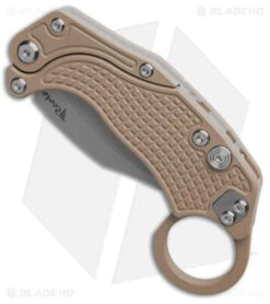 Reate Knives Reate EXO-K Gravity Karambit Button Lock Knife Tan Aluminum (3.1" Stonewash) -Knives Store Reate EXO K Gravity Karambit Button Lock Knife Tan Aluminum 3in SW BHQ 183934 td spine large