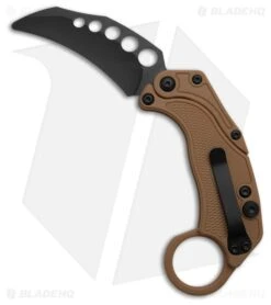 Reate Knives Reate EXO-K Gravity Karambit Button Lock Knife Tan Aluminum (3.1" Black PVD) -Knives Store Reate EXO K Gravity Karambit Trainer large 1