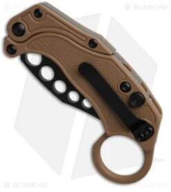 Reate Knives Reate EXO-K Gravity Karambit Button Lock Knife Tan Aluminum (3.1" Black PVD) -Knives Store Reate EXO K Gravity Karambit Trainer spine large 1