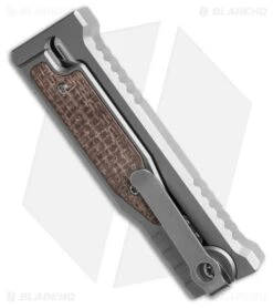 Reate Knives Reate EXO Mini Tanto Gravity Knife Titanium/Burlap Micarta (2.6" BB/SW) -Knives Store Reate EXO Mini Tanto Gravity Knife Titanium Burlap Micarta 2.6in BB SW BHQ 190184 hd side large