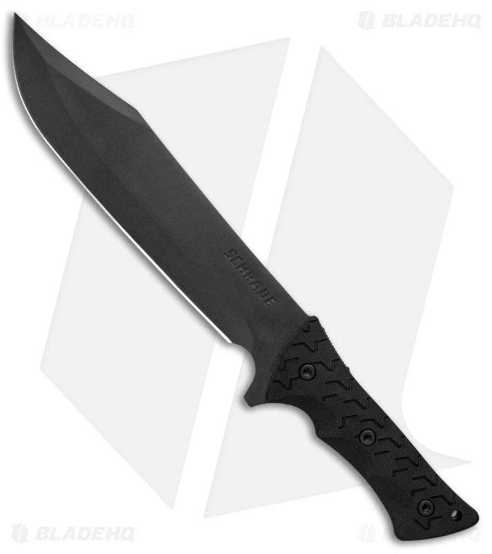 Schrade Leroy Bowie Fixed Blade Knife Black TPE (10.25" Gray) SCHF45 1 Schrade Leroy Bowie Fixed Blade Knife Black TPE (10.25" Gray) SCHF45