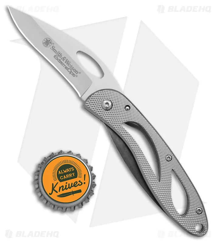 Smith & Wesson Extreme Ops Liner Lock Knife Silver Aluminum (2.75" Satin) 4 Smith & Wesson Extreme Ops Liner Lock Knife Silver Aluminum (2.75" Satin) - Image 4