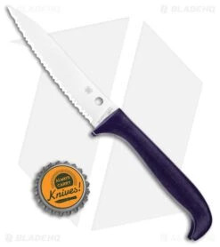 Spyderco Counter Puppy Kitchen Knife Purple (3.4" Satin Full Serr) K20SPR -Knives Store Spyderco Counter Puppy Kitchen Purple Satin Serr K20SPR BHQ 102060 jr bottlecap large