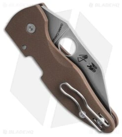 Spyderco MicroJimbo Compression Lock Knife Brown G-10 (2.5" Satin 15V ) -Knives Store Spyderco MicroJimbo Compression Lock Knife Brown G 10 2in Satin BHQ 211355 td side large