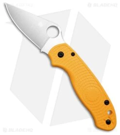 Spyderco Para 3 Salt MagnaCut Lightweight Compression Lock Yellow FRN (3" Satin)