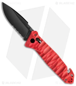 TB Outdoor CAC Bar Lock Knife W/ Breaker Red G-10 (3.7" Black Serr)