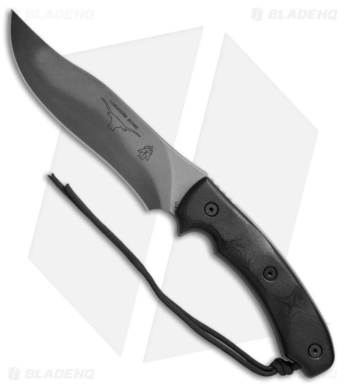 TOPS Knives Longhorn Bowie Fixed Blade Knife Black Micarta (6.75" Gray) 1 TOPS Knives Longhorn Bowie Fixed Blade Knife Black Micarta (6.75" Gray)