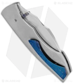 Tuch Titanium Liner Lock Knife Blue Pocket Clip (3.25" Satin) -Knives Store Tuch SS LL Blue Pocket Clip Satin BHQ 81356 jr side large