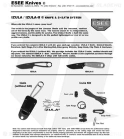 ESEE Knives Izula-II Tactical Gray Neck Knife + Sheath -Knives Store izula instruction sheet large 1