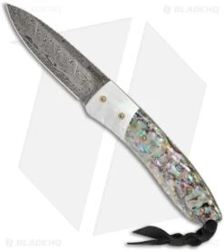 LionSteel Opera Gentleman's Knife Mother Of Pearl W/ Abalone Damascus