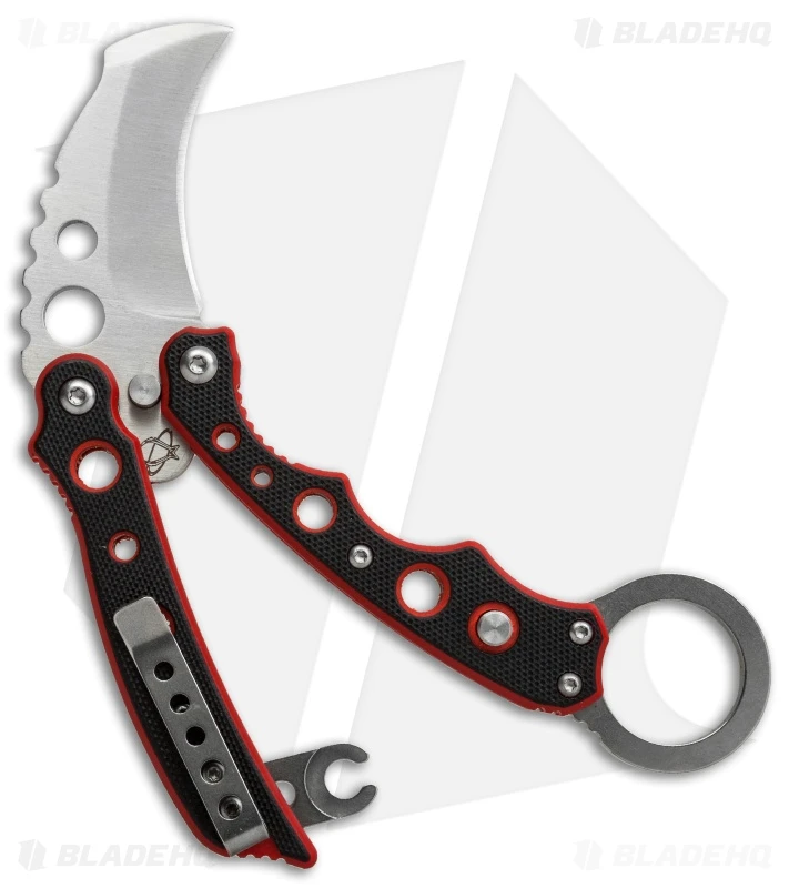 Mantis Vuja De Balisong Karambit Crossover Knife Black/Red G-10 (2" Satin) 3 Mantis Vuja De Balisong Karambit Crossover Knife Black/Red G-10 (2" Satin) - Image 3