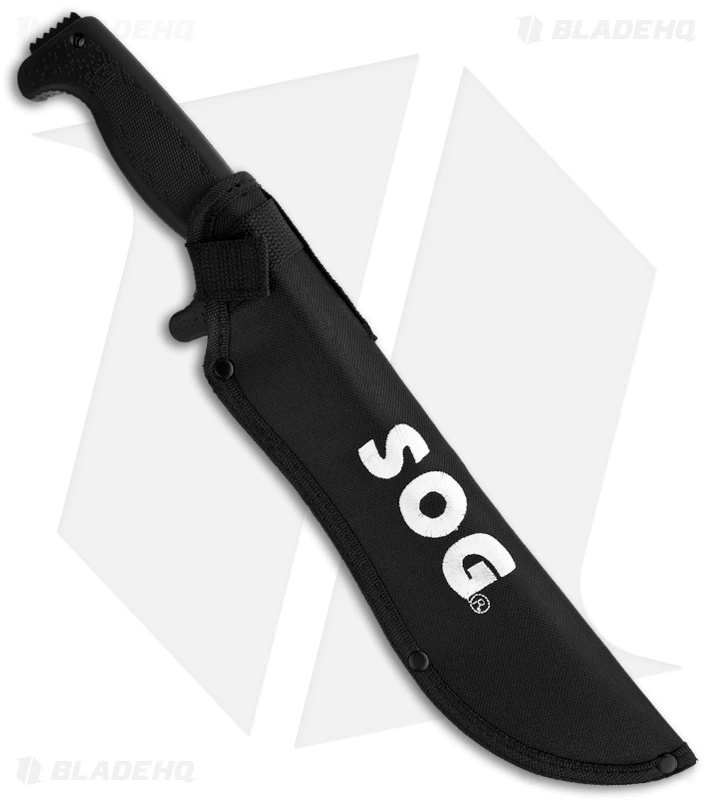 SOG SOGfari Machete - 10" Tanto Fixed Blade Knife W/ Sheath (Black) MC-04 2 SOG SOGfari Machete - 10" Tanto Fixed Blade Knife W/ Sheath (Black) MC-04 - Image 2